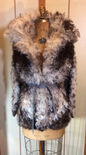 Load image into Gallery viewer, 70s Mongolian Curly Lamb and and Suede Grey Black and White Hippy Chic Penny Lane Coat S/M