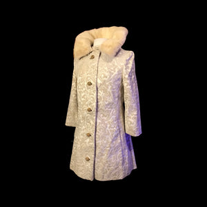 60’s LIlli Ann Tapestry Brocade Coat with Mink Collar Wedding Holiday