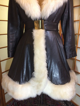 Load image into Gallery viewer, Leather Shearling Lamb Coat- Princess Cut Mod Hippy 60s 70s Penny Lane Almost Famous Russian Princess S/M