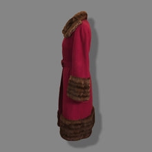 Load image into Gallery viewer, Vintage 40’s Coat Cranberry Red with Fur Trim and Wool