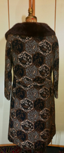 Load image into Gallery viewer, Tapestry Brocade Mink Swing Carpet Coat Mod 60s Elegant Couture S/M