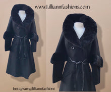 Load image into Gallery viewer, 60’s does 30’s Vintage Black Pure Wool Princess and Mink Coat