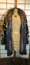 Load image into Gallery viewer, 60s Vintage Mink Leather Coat Patchwork Checkered Color Block Mosaic Coat M/L/XL