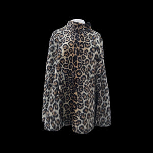 60’s Leopard Cape Poncho Jaguar Print Faux Fur One Size Fits All