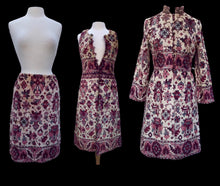 Load image into Gallery viewer, Authentic Anne Klein Vintage 60’s Tapestry Ensemble Coat Skirt Vest Featured in Mad Men