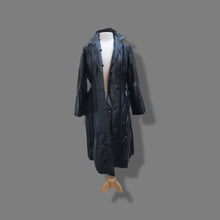 Load image into Gallery viewer, Black Montgomery Ward Leather Spy Trench with Suede Inserts