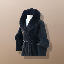 Load image into Gallery viewer, 60’s does 30’s Vintage Black Pure Wool Princess and Mink Coat