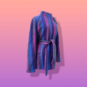 60’s 70’s Purple Blue Pink Magenta Cape Poncho 100% Wool Made in Ireland