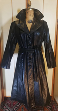 Load image into Gallery viewer, 70S Black Leather and Suede Trench Spy Boho Fit and Flare Princess Chic S/M