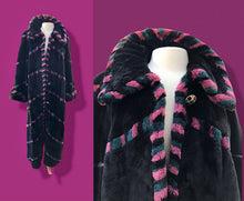 Load image into Gallery viewer, Fur Sheared Beaver Full Length Black Pink Intarsia Carved Zuki Style Coat