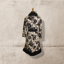 Load image into Gallery viewer, 60’s 70’s Tapestry Carpet Floral Mongolian Curly Lamb Black and White Coat Deadstock New With Tags Princess Afghan