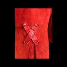 Load image into Gallery viewer, Italian Leather 70’s Red Suede and Snakeskin Coat