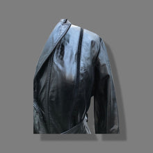 Load image into Gallery viewer, Black Montgomery Ward Leather Spy Trench with Suede Inserts