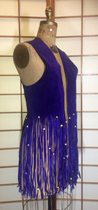 70s Purple Fringe Vest With Beads-- Hippy Flower Child, S/M/L Penny Lane Almost Famous Purple Rain Prince Homage