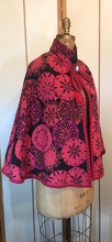 Load image into Gallery viewer, Women's Vintage Cape--60s 70s Red Embroidered Mod or Hippy Cape Poncho Tie Front Wool One Size Spring/Fall