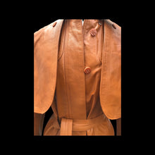 Load image into Gallery viewer, Vintage Leather Cape Coat Butterscotch Trench Spy