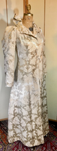 Load image into Gallery viewer, Vintage Ingrid Bergman Film Noir 1940's Heavy Silk Brocade Satin Fit Flare Opera Wedding Dress Dressing Kimono Asian Victorian Inspired