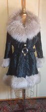 Load image into Gallery viewer, Women's Vintage 70s Coat- Shearling and Velvet Fit and flared Belted Princess Boho Almost Famous Penny Lane