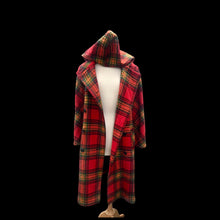 Load image into Gallery viewer, Vintage 60’s 70’s Red Plaid Hooded Wool Belted Coat
