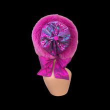 Load image into Gallery viewer, Pink Fox Fur Himalayan Hat Brocade Silk Iridescent