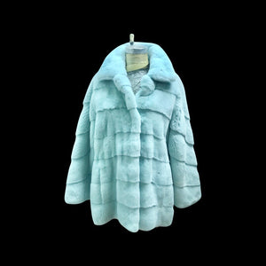 Baby Blue Frosty Mink Fur Coat Gift for Her Birthday Christmas Gift Occasion