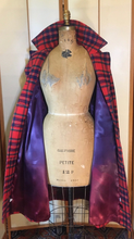 Load image into Gallery viewer, Women's Vintage coat- Plaid Pendleton Wool Red Fit Flare Fox Fur Removable Collar Princess Wool Coat M/L