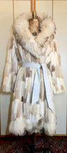 Load image into Gallery viewer, Women's Vintage Fur Coat- 70s Fur Patchwork Mink, Leather, Fox Fur Nature's Colors Mosaic Princess Ultra Warm Coat Long Rare