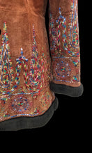 Load image into Gallery viewer, Suede Embroidered Penny Coat with Sherpa
