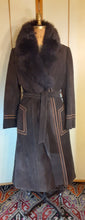 Load image into Gallery viewer, Women's Vintage 70s Suede Coat Shearling Lined With Orange Piping Penny Lane Almost Famous