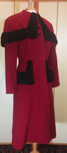 Load image into Gallery viewer, 40s Deep Red New Look Cape/Capelet Coat Wool with Persian Karakul Lamb 3 Styles in 1 S/M Film Noir Victorian Steampunk Valentine&#39;s Day