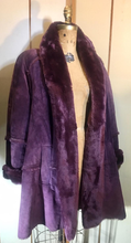 Load image into Gallery viewer, Purple Suede Extra Large Lamb Penny Lane Almost Famous Coat XL/L/XXL Boho Hippy Swing Princess