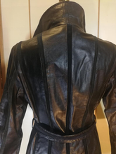 Load image into Gallery viewer, 70S Black Leather and Suede Trench Spy Boho Fit and Flare Princess Chic S/M