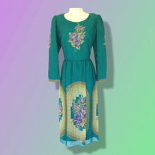 Load image into Gallery viewer, 70’s 80’s I Magnin Chiffon Dress Scarf Set Teal/Purple/Yellow