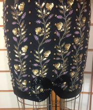Load image into Gallery viewer, Gold Beaded Dress--Art Deco Vintage Exquisite Hand Beaded Gold and Black Pearl Floral Dress XS/S