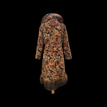Load image into Gallery viewer, Vintage Tapestry Carpet Gold Brown Fur Trim Princess Coat