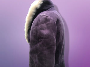 70’s Vintage Deep Purple Suede and Shearling Boho Princess Penny Lane Coat