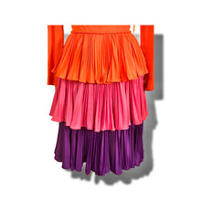 Load image into Gallery viewer, 70’s Three Tier Rainbow Pleated Dress Couture Made in Italy