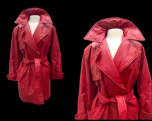 Load image into Gallery viewer, Lipstick Red Leather Trench Spy Coat