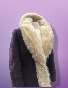 70’s Vintage Deep Purple Suede and Shearling Boho Princess Penny Lane Coat