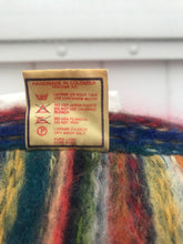 Load image into Gallery viewer, Red Columbian Peruvian Wool Hand Knit vintage Jacket Sweater 70’s Red Stripe Blanket Sweater