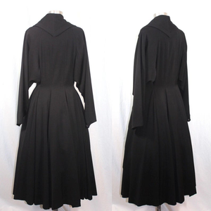 Black Wool Princess Fit and Flare 1940s 1950s Fit and Flare Coat Dress Post World War II Medium Rhinestone Crystal Button New Look reserved for Elizabeth
