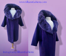 Load image into Gallery viewer, “For Mike” Vintage Purple Elegant Swing Coat with Massive Sheared Beaver Dyed Collar Glamour