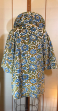 Load image into Gallery viewer, Woman's Vintage Coat-- 60s Blue Tapestry Swing Floral Carpet Brocade Wool Needlepoint Princess Pinup Mod Coat Spring Winter Fall