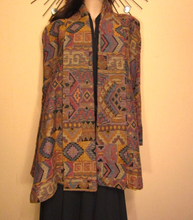 Load image into Gallery viewer, Tapestry Aztec Coat Southwestern Mayan Golden Color Embroidery Carpet Coat Blazer Jacket, Swing L/XL