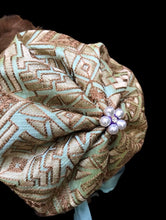 Load image into Gallery viewer, Reserved for Stef- Himalayan Hat of Sea Green Gold Embroidered Silk and Golden Sable Fur