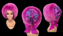 Load image into Gallery viewer, Pink Fox Fur Himalayan Hat Brocade Silk Iridescent