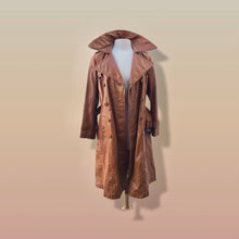 Load image into Gallery viewer, 70’s Vintage Leather Trench Spy Coat Montgomery Ward Tannery