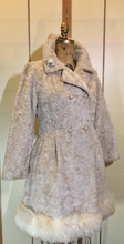 Load image into Gallery viewer, 60s Mod White Cream Fox Fur Fit and Flare PeaCoat Wool in &quot;Karakul&quot; Pattern S/XS Winter Wedding Pinup