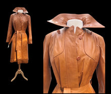 Load image into Gallery viewer, Vintage Leather Cape Coat Butterscotch Trench Spy