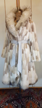 Load image into Gallery viewer, Women's Vintage Fur Coat- 70s Fur Patchwork Mink, Leather, Fox Fur Nature's Colors Mosaic Princess Ultra Warm Coat Long Rare